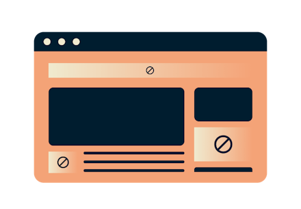 ilustracija funkcije napredne zaštite blokatora reklama blokiranje veb-sajta veb-strane