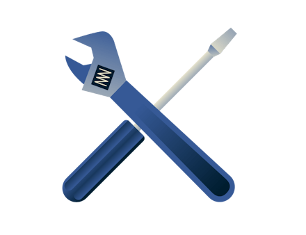 Ключ и гаечен ключ.