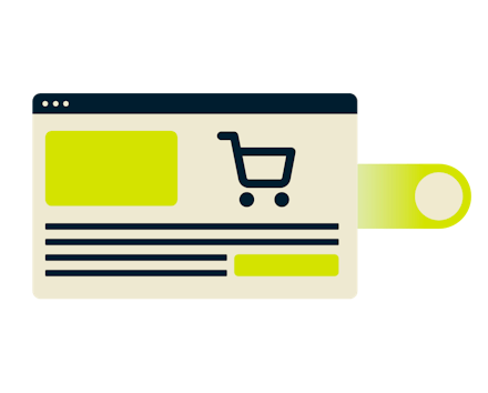 Прозорец на браузъра за пазаруване.